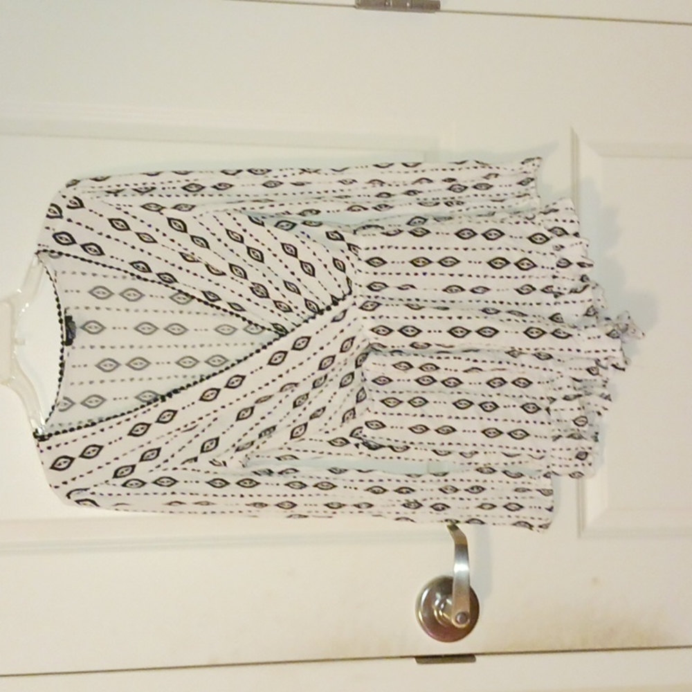 Large White/Black Patterned Open Romper